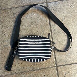 Kate Spade Black and White Striped Shoulder Bag